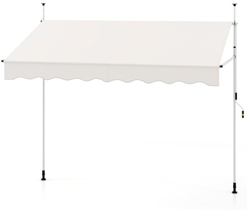 RELAX4LIFE Klemmmarkise, Markise Balkon ohne Bohren, 250 cm breit, mit Handkurbel, UV-beständig Balkonmarkise höhenverstellbar Sonnenschutz (Beige)
