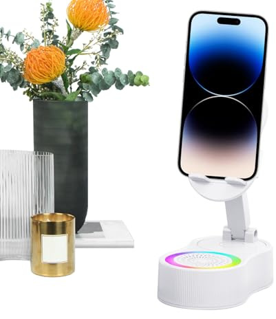 Induktionshögtalare för telefon | Induktiv ljudstation med RGB-belysning - hållare för surfplatta och ljudstation för inspelning av filmer streaming musik resor