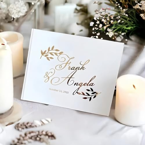 Libro De Firmas De Boda Personalizado Con Nombres Y Fecha, Cubierta Personalizada, Recuerdo For Firmas, Álbum De Fotos, Regalo, Libro De Mensajes, 30 Hojas, 11,7 X 8,2 Pulgadas
