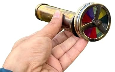 Handgefertigtes Messing-Kaleidoskop, pädagogisches Geschenk, Vintage-Kollektion, Nachbildung, Geburtstag, jeden Anlass, Geschenk für Erwachsene und Kinder, Messing-Kaleidoskop mit Doppelrad, 1 Stück