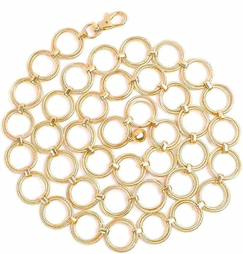 Zestjewel Generic Ladies Adjustable Waist Chain Party Dress Metal Link Charm O-ring Chain Belt for Women Girls Gold