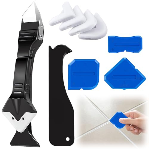 Enlever Joint Silicone, 9 pièces Kit Joint Silicone, Outil Joint Silicone, Retire Joint Silicone, Enlève Joint Silicone, pour les cuisines, les salles de bains, les rebords de fenêtres, etc.