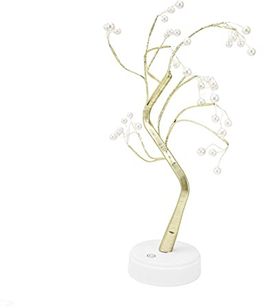 ACOGEDO Tisch-Bonsai-Baum-Lampe, Verstellbar, Sichere Verwendung, Stabiles Nachtlicht mit Kupferdraht, USB-Kabel für Zuhause, Weihnachten, Büro, 36L-Perle, Warmes Licht, Dekoration für oder Im (36L