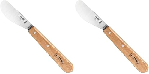 OPINEL Couteau à beurre, couteau en hêtre, gris, M (Lot de 2)