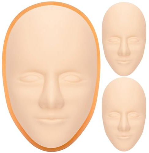 DONFAMDS Piel de Práctica para Tatuajes de 5d, Silicona 3 Piezas Base Fija Pvc Naranja, Piel Facial Maniquí para Practicar Profesional, Flexible y Duradera, Adecuado para Formación