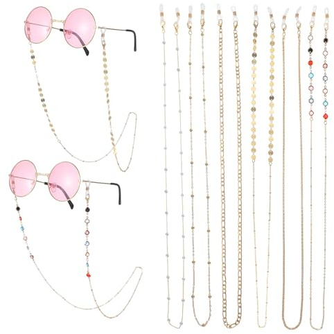 CIATBYYJ 6 Stück Brillenkette Damen, Kristall Brillenband, Sonnenbrillenkette, Brillenband Damen, Dünn Brillenkette, Perlen Brillen Kette, Anti-Verlust-Kette für Brillen Sonnenbrille Mask