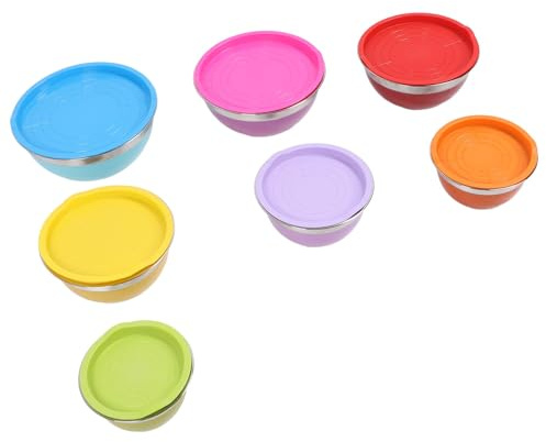 Hamwesh Juego de Tazones para Mezclar con Tapas, Tapas de Plástico Seguras de Acero Inoxidable de Primera Calidad, Tazones de Acero Inoxidable, para Preparar Comidas con Diseño Anidado para Hornear,