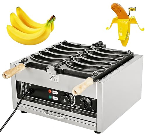 Commercial Waffle Maker, Banana Shaped Waffle Maker with Temp Range 50-300°C & Timer, Non-stick Teflon Coating Bubble Waffles Maker for Parties Restaurants Events Home