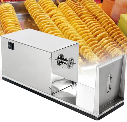 QUSYZD Affettatrice per Patate a Spirale, Macchina elettrica per Tagliare Le Patate a Spirale, in Acciaio Inossidabile con Interruttore di Controllo per Uso Domestico e c,