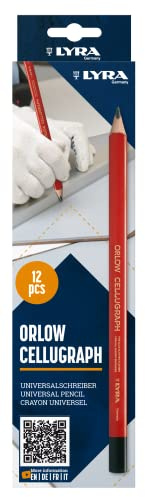 LYRA Orlow Cellugraph Universalstift dreikant Kartonetui 12 Stk. | dreikant, 240mm, Graphitmine 4,2mm, ideal geeignet für glatte, glänzende und nasse Oberflächen, leicht entfernbar