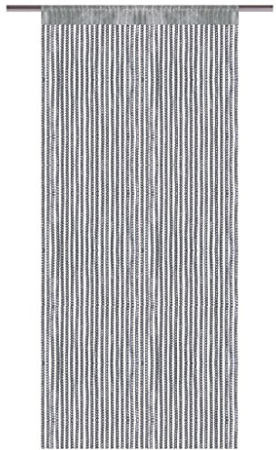 Bestlivings Rideau à fils avec passe-tringle, rideau à aspect lurex, article de décoration dans de nombreuses couleurs et tailles (anthracite - gris foncé/90x250 cm)