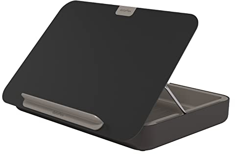 Dataflex Bento® Ergonomische Toolbox 903 Schwarz - Laptop-Ständer, Tablet-Ständer, Dokumentenhalter, Ablage, Verstellbarer Deckel, Tragkraft 6 kg, perfekt in Kombination mit Bento® Monitorfächern