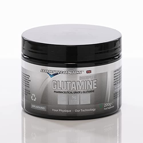 Boditronics Bodipure 200g L-Glutamine Powder Unflavoured with Amino Acid, Glutamine, Boost Immune System for Muscle Growth & Recovery increase power, energy, and strength
