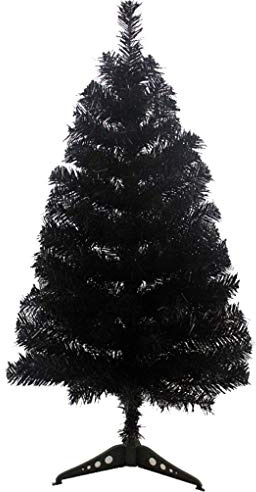 Fouriding 3ft 90cm Künstlicher Weihnachtsbaum Christbaum Tannenbaum mit KunststoffStänder Kunststoff Baum Dekoration (Schwarz)