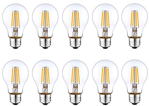 HUAMu E27 LED Edison Glühbirnen, A60/A19 antiker Stil Edison retro LED 4W/40W Glühlampe gleichwertig, warmweiß 2700K, transparente Edison-Schraube, 400lm, AC220-240V, Nicht dimmbar,10 Pack