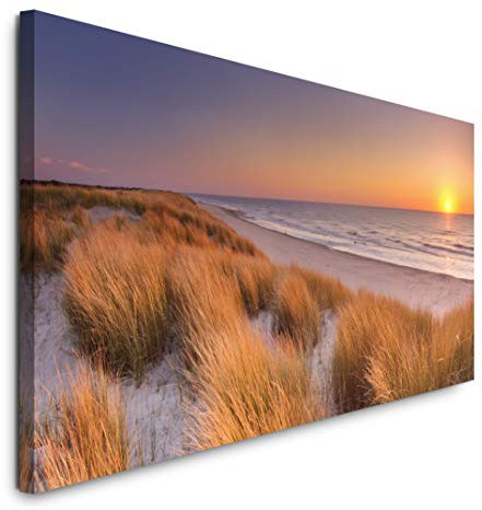 Paul Sinus Art GmbH Dünen am Strand auf Einer Insel 120x 50cm Panorama Leinwand Bild XXL Format Wandbilder Wohnzimmer Wohnung Deko Kunstdrucke