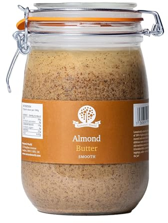 Nutural World - Smooth Almond Nut Butter (1kg) - Glass - *** New Packaging *** - Great Taste Award Winner - 100% Pure - single ingredient