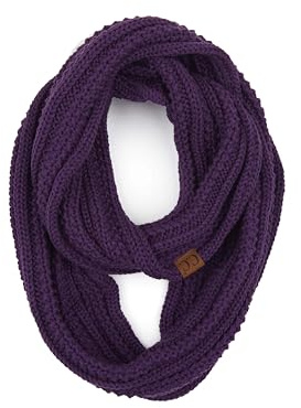 C.C CC Winter Soft Matching Unisex Chunky Knit Cowl Loop Infinity Scarf (Ribbed Solid Purple)
