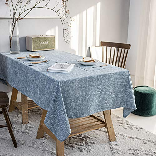 JSFLY Mantel Rectangular de Lino y algodón Impermeable, fácil de Limpiar, para Interiores y Exteriores, para bufé y Banquetes, Resistente a Las Arrugas (54 x 70 Pulgadas), Color Azul Sucio