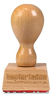 Holzstempel 30 x 30 mm mit eigenem Text und Logo selbst gestalten - Personalisierbarer Stempel aus Buchenholz - optional mit Stempelkissen
