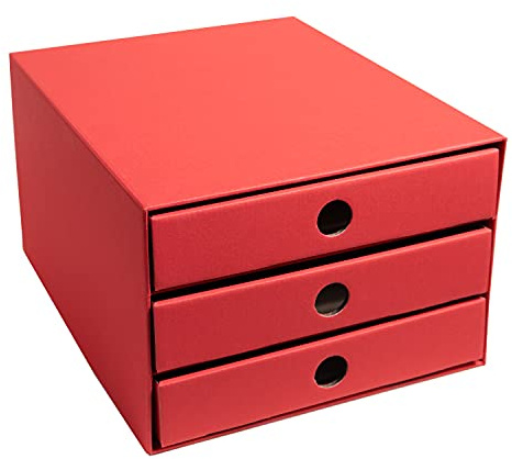 PresentFill® Schubladenbox Pappe - Rot - 100% Recycling Karton - Made in Germany - Schubladenturm für DIN A4 Papierablage - stabil stapelbar - Büro Schreibtisch Organizer – Ablagebox -Ordnungsbox