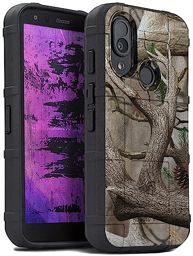 Nakedcellphone Special Ops Tactical Armor Rugged Shield Schutzhülle für CAT S62 PRO Smartphone AntiFingerabdruck Matte griffige Struktur Outdoor Camouflage (Tarndesgin mit Baum Blatt echtem Wald)