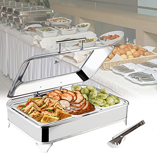 JTYDFG 9L Scaldavivande Professionale, Riscaldatore Elettrico per Cibi Chafing Dish Buffet con Copertura in Vetro, Temperatura Regolabile+Rimovibile, Facile da Pulire, 400W, Risparmio Energetico