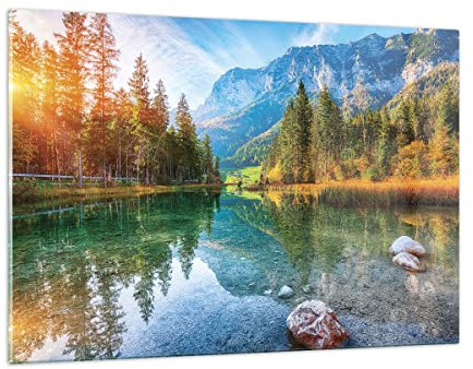 Quadri Moderni su Vetro 120x80 cm Stampe da Parete Paesaggi Foresta - 4456