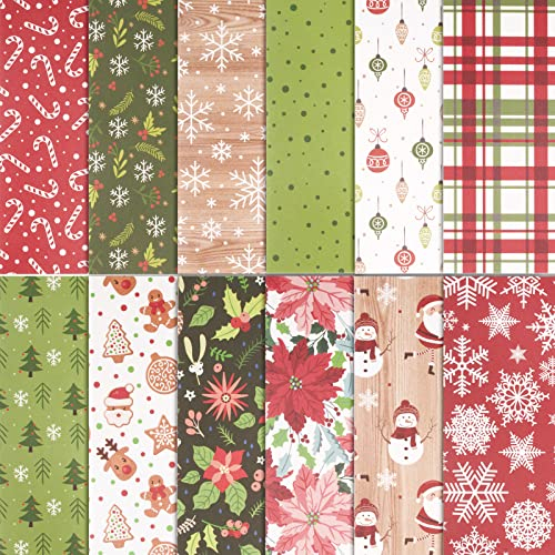 24 Blatt 15x15cm Weihnachten Scrapbooking Papier Dekopapier Motivpapier Bastelpapier 12 Mustern zum DIY Basteln Scrapbook Zubehör für Album Handwerk Karte (A)