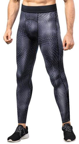 SANANG Pantalons de Compression pour Hommes Cool Dry Baselayer Sports Fitness Leggings serrés 3 Pack (Noir Serpent, Large)