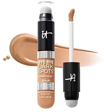 iT COSMETICS, Correttore + Siero Illuminante per Occhiaie e Macchie Scure, Coprenza Media, Formula con Niacinamide, Acido Ialuronico e Caffeina, Bye Bye Dark Spots, Tonalità: 30 Medium Cool, 6,7 ml