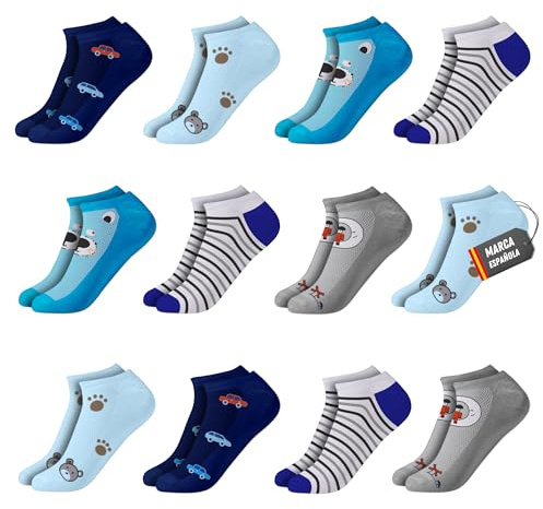 POPYS® Unisex barn korta strumpor 12 par | korta strumpor för flickor | korta strumpor för pojkar | babystrumpor, Flerfärgad 2, 32-36