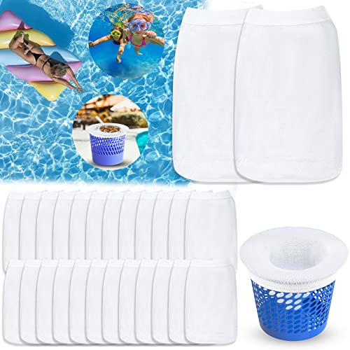 BARAKYEG 30er Pack Schwimmbad Skimmer Socken,Skimmerkorb Netz,Skimmer Netz für Schwimmbad Korb Skimmer Filter Netz Filter Sieb Netz,Pool Skimmer Socken Zum Schutz Ihrer Filter Zum kleine Partikel