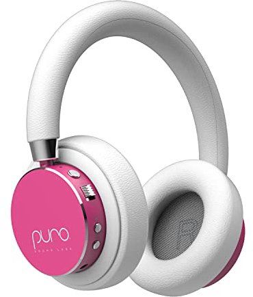 Puro Sound Labs BT2200-Plus Casque Bluetooth pour Enfants à Limitation du Volume - Casque Plus Sûr pour Enfants - Qualité Audio de Niveau Studio et Isolation du Bruit - Rose Vif