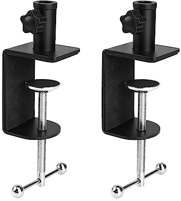 Tischklemme, PARFCO 2 Stücke Aluminiumlegierung Mikrofonständer Tisch, Einstellbar C Klemme Gelten für Mikrofon Halterung, Büro, Kopfteil