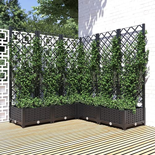 BULANED Pflanzkübel mit Spalier, Blumentopf Gross, Blumenkasten Balkon, übertopf, Pflanzkasten, Flowerpot, Kräuterbeet Für Die Küche, Vertikalbeet, Pflanzbehälter, Schwarz 120x120x121,5 cm PP