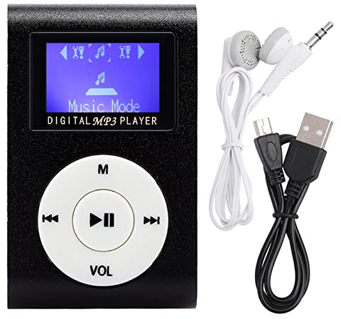 Lecteurs Numériques Mp3 Coran Lecteur Mp3 6 × 6 × 5 Écran LCD De 0,8 Pouces Mini Lecteur De Musique Mp3 Clip en Métal Support Mp3 Carte Mémoire avec Écouteur 3,5 Mm