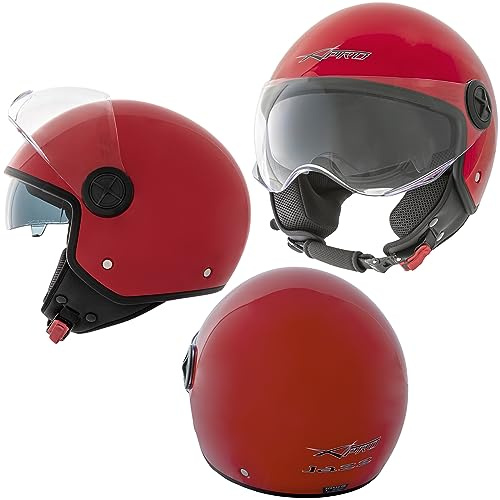 Jethelm Motorrad Kratzfest Sonnenblende Offen Visier Roller ECE 22-06 Rot L