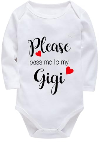WOOYONGING Please Pass Me To My Gigi Baby Romper Girls Long Sleeve Summer Baby Romper White Boy Clothes Newborn