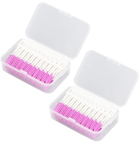 HOHXFYP 400 Stück Interdentalbürste, Einweg Zahnseide Picks Aus Weichem Silikon mit Aufbewahrungsboxen, Mehrzweck Zahnstocher, Saubere Interdentalreiniger für Die Mundpflege