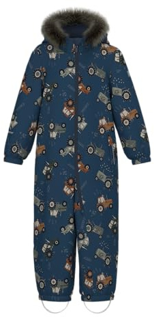 NAMN IT Pojkens snödräkt, Mörkt denim/Aop: traktor, 86 cm