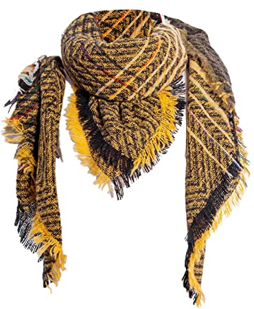 Großer schwarzer Kaschmirschal für Damen, warmer Winter-Foulard, Designer, weicher, leichter Kaschmir-Pashmina-Schal, große Stola, eleganter Wollschal (gelb, Einheitsgröße)