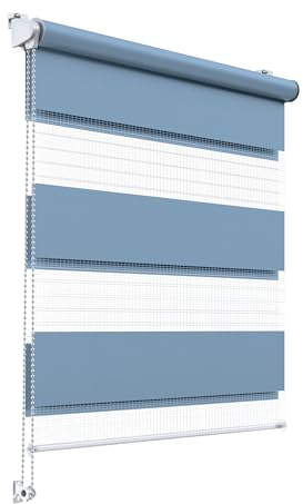 Stylo Estores Día Noche – Estor para Ventana – Sin Taladrar – Mecanismo Universal – Montaje Fácil – Estores con Cuerda – Semitransparente - 52x150 cm Azul Claro