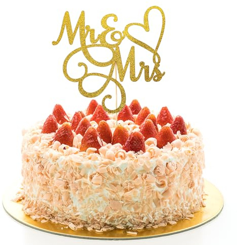 Mr Mrs Cake Topper, Cake Topper Hochzeit Hochzeitstorte Deko Gold Glitter Hochzeitstorte Toppers, Braut Und Bräutigam Kuchen Topper Für Brautdusche Hochzeit Cupcake Dekoration Party