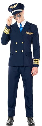 Boland - Kostüm Pilot für Herren, 5-teilig, Faschingskostüm für Mottoparty, Halloween oder Karneval, Flugkapitän