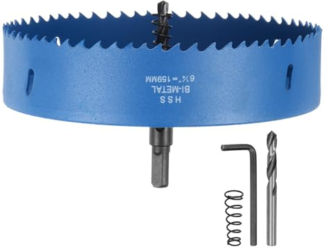 sourcing map Bi-Metal Hole Saw Kit 159mm (6-17/64) Hole Cutter Set with 1pcs 1/4 Hex Shank Arbor 2pcs 1/4 Center Drill Bits 2ps Springs 1pcs Wrench for Wood Plastic Soft Metal