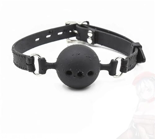 Romántica bola de boca redonda ajustable hecha de cuero de silicona suave, para juegos de rol para mujeres adultas