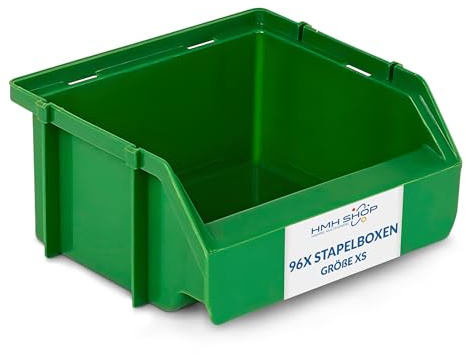 HMH 96x Stapelboxen Größe XS Werkstatt Garage Keller Sichtlagerboxen 90x102x50mm Lagerboxen GRÜN Sichtlagerkästen Kleinteile Aufbewahrung