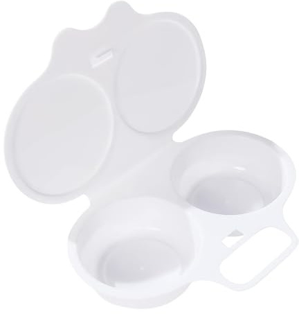 Qumiuu Mikrowellen-Eierkocher, 2 Tassen Design-Kochgeschirr, BPA-frei, Gedämpftes Pochiertes Ei, Weiß, Polypropylen, Rechteckig