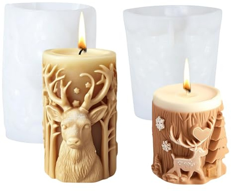 Silikonform Weihnachten Elch, Silikonformen Gießformen Weihnachten (2PCS) | Elch Kerzenformen zum Gießen, Gießformen Silikon Gießform Wichtel Gips Zum Gießen Giessformen Silikon für Weihnachtsdeko